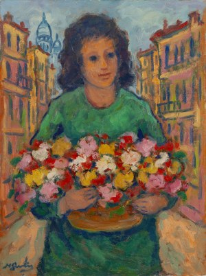 Nathan Gutman (1914 Warszawa - 1990 Paryż), Kobieta z koszem kwiatów