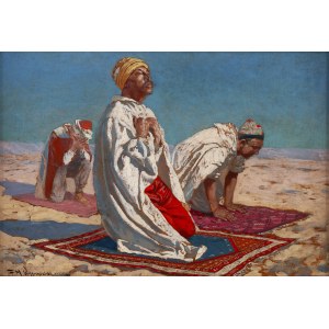Feliks Michał Wygrzywalski (1875, Przemyśl – 1944, Rzeszów), Arabs Praying in the Desert