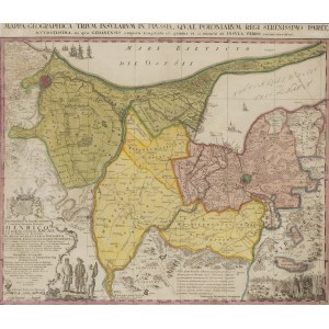 Johann Friedrich Endersch (1705 Thuringia – 1769 Elbląg), Map of the Vistula Delta (“Mappa Geographica Trivm Insvlarum In Prvssia...”), 1753