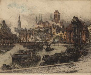 Luigi Kasimir (1881 - 1962), Widok na Motławę z wyspy Ołowianka w Gdańsku