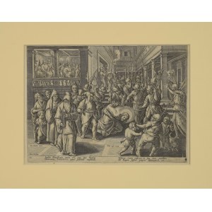 Adriaen COLLAERT (c. 1560–1618) — engraved; drawing likely by Jan VAN DER STRAET, Christ Before the Sanhedrin [The Arrest of Christ]
