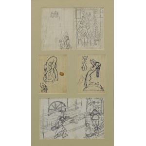 Paweł WRÓBEL (1913-1984), Zestaw 5 rysunków - szkice do obrazów - we wspólnej oprawie
