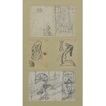 Paweł WRÓBEL (1913–1984), Set of 5 drawings—sketches for paintings—in a single frame