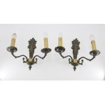 A pair of two-candle wall sconces