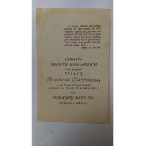 Svatý obraz – upomínka na kněžské svěcení Stanislava Czartoryského, rok 1925.