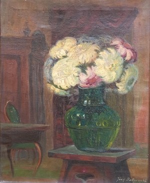 Kwiaty w zielonym wazonie Józef Piotrowski ( 1878 - 1944 )