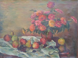 Kwiaty i owoce /olej/ Mieczysław Wejman 1943 r.