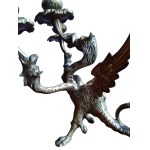 Three-headed dragon bronze candlestick, second half of the 19th century