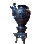 BRONZE AMPHORA VASE, PHOENIX AND ELEPHANT, CHINA, 19th century