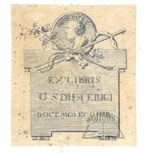 Ex libris del dott. in medicina G. S. Dieterici, XVIII secolo