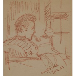 Stefan MROŻEWSKI (189–1975), Man Smoking a Pipe, 1957
