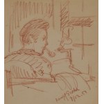Stefan MROŻEWSKI (189 -1975), Mężczyzna palący fajkę, 1957