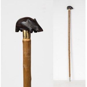 Unknown manufacturer, 20th century, Walking cane with a boar-shaped handle