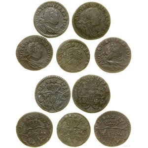 Poland, set of 5 x szeląg, 1752, 2 x 1753, 1753 N, 1753 I, Grünthal and Gubin