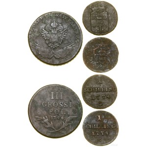 Polska, zestaw 3 monet zaboru austriackiego
