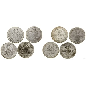 Polska, zestaw 4 monet o nominale 10 groszy, 1838-1840, Warszawa