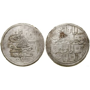 Turcja, 1 kurush, AH 1187 + 3 (AD 1776), Konstantynopol