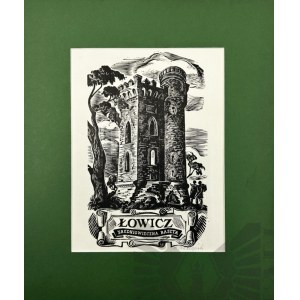 Stanisław RACZYŃSKI (1903–1982), woodcut from the series “Monuments of Poland”: Łowicz—Medieval Watchtower