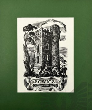 Stanisław RACZYŃSKI(1903-1982), drzeworyt z cyklu „Zabytki Polski” Łowicz - Średniowieczna baszta