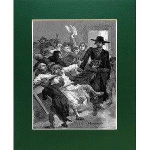 Elwiro Michał ANDRIOLLI (1836–1893), Meir Defends Lejbel from the Melamed from Meir Ezofowicz, woodcut, 1878