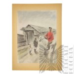 Zdzisław CZERMAŃSKI (1900 - 1970), Litografia z 1936 roku z cyklu Piłsudski na Syberii