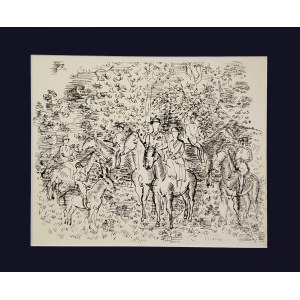 Raoul DUFY (1877 - 1953), Equitation au Bois de Boulogne (Equitazione nel Bosco di Boulogne), 1965