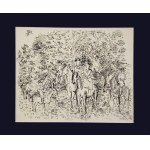 Raoul DUFY (1877 - 1953), Equitation au Bois de Boulogne, (Jazda konna w Lasku Bulońskim),1965