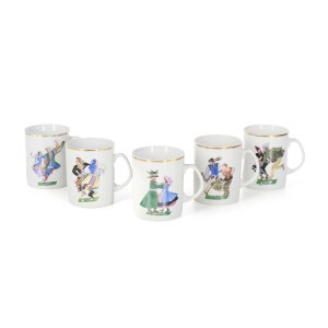 Set di 5 tazze con decorazioni tratte dalla serie “Danze polacche” ispirata a Zofia Stryjeńska