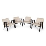 Designed by Józef CHIEROWSKI (1927–2007), Set of four "366" armchairs