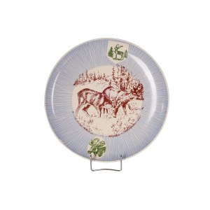 Plate with deer, Chodzież Porcelain and Tableware Factory