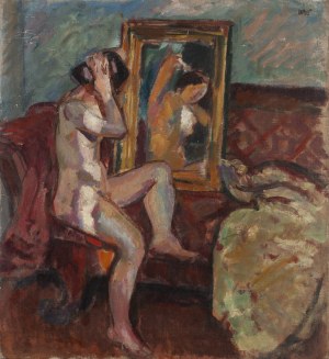Wojciech Weiss (1875 Leorda, Rumunia - 1950 Kraków), Akt kobiecy przed lustrem