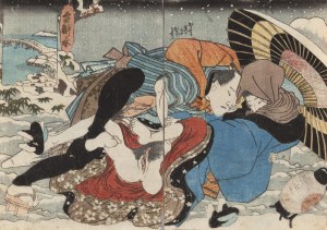 Keisai Eisen (1790 - 1848), Kochankowie z parasolem, z cyklu 