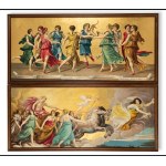 After Guido Reni (Italian, 1575–1642) and Baldassare Peruzzi (Italian, 1481–1536), “The Dawn” and “Apollo with the Nine Muses,” 150 x 60 cm