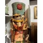 Large, monumental polychrome ceramic vase with a relief depicting a rural scene, 50 cm
