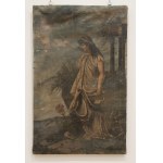 Oil painting on canvas, "Female Figure in Classical Attire in a Garden" - 19th Century