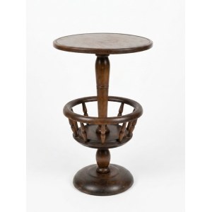 Side Table with Storage Basket (Work Table) Turned Wood