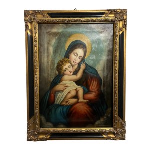 Aus einem alten Ölgemälde auf Leinwand „Madonna mit Kind“ – 70 x 50 cm