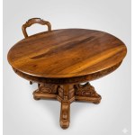 Important extendable oval table in solid walnut - 19th century