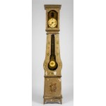 Floor-standing pendulum clock made of lacquered wood and decorated with floral motifs, approximately 220 cm