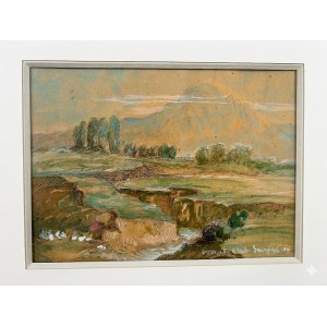 Gabriele Smargiassi (1801–1882), Berglandschaft mit Bach, Aquarell und Gouache, ca. 40 × 30 cm, 1840