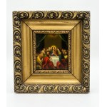 Sacred painting, *The Last Supper*, oil on panel, 17x14.5 cm, antique gilded frame, 17x14.5 cm (frame dimensions: 28x26 cm)