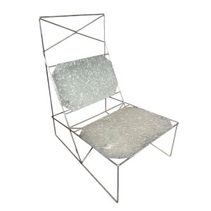X-Line Chair in galvanized metal, attributed to Niels Jorgen Haugesen