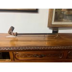 Large Churchwarden-style wooden tobacco pipe with a carved bowl