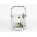 Arnolfo di Cambio crystal ice bucket, designed by Cini Boeri, with Lino Sabattini tongs from the 1970s