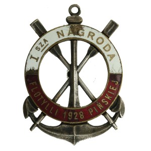 Second Polish Republic, Badge and First Prize of the Pinsk Flotilla, 1928. Nagalski (223)