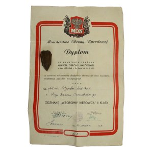 Badge with certificate Exemplary Driver, 2nd Class, No. 8, from 1949 (227) (227)