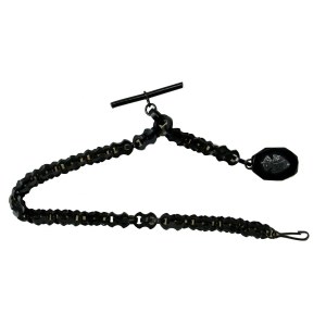 Mourning jewelry. Black locket in the form of a chain featuring a three-field coat of arms (385)