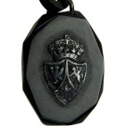 Mourning jewelry. Black locket in the form of a chain featuring a three-field coat of arms (385)