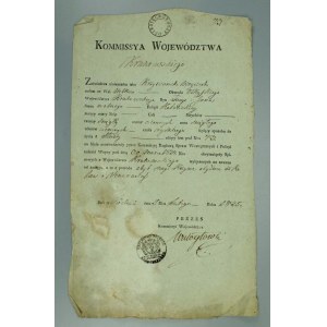 Polské království, Doklad o osvobození od povinnosti vykonat vojenskou službu, rok 1825. Polské království (988)