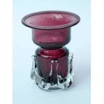 Glass Candle Holder - HS Tarnowiec - Purple and Transparent